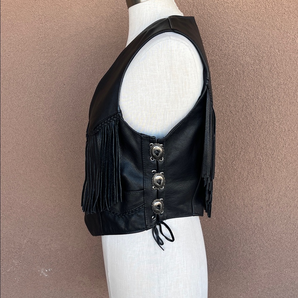 Fashion by Rose Black Leather Fringe Vest - Picture 6 of 9
